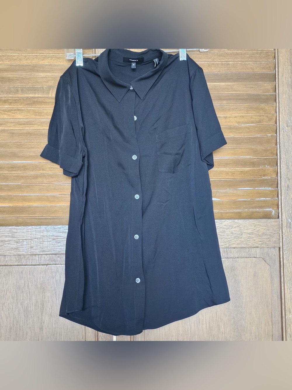 Theory Black Short-Sleeve Button-Front Shirt